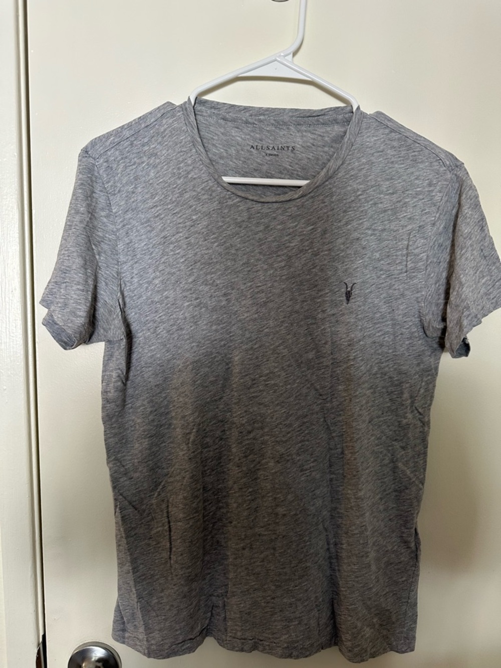 All Saints Men’s Heather Grey Crew Neck T-Shirt